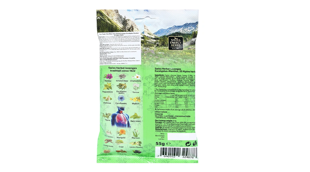 Swiss Energy Herbal Lozenges Eucalyptus & Menthol gói 55g - 1