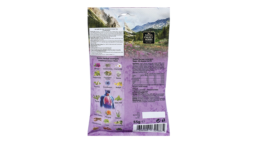 Swiss Energy Herbal Lozenges Eucalyptus & Menthol gói 55g - 4