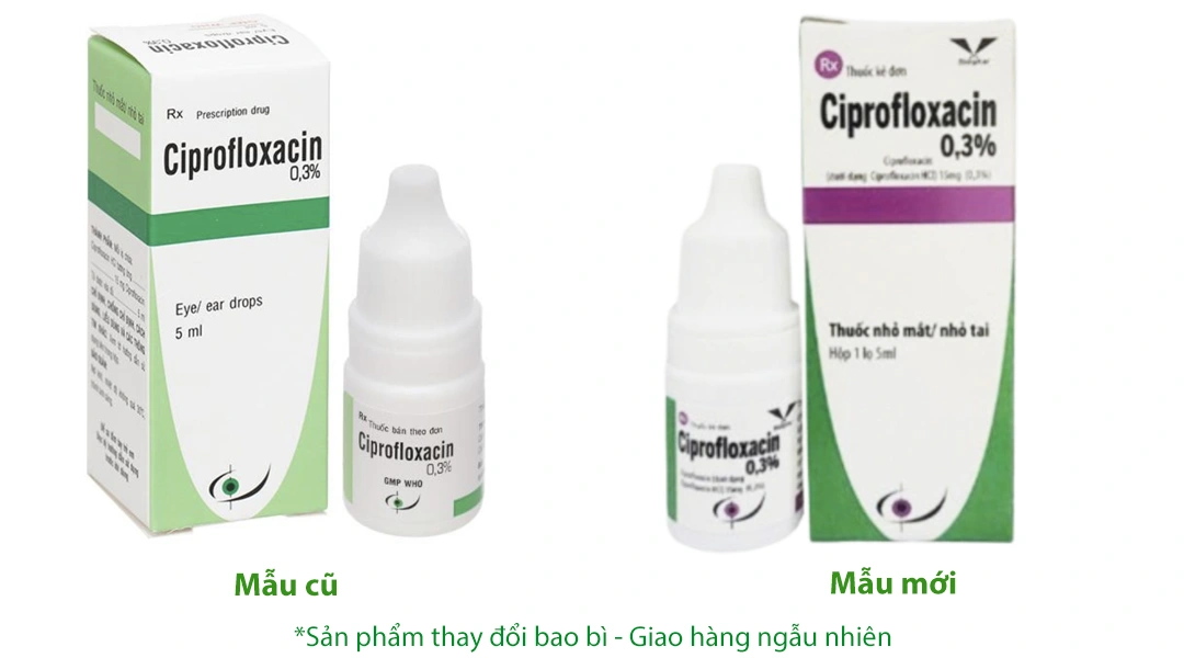 Dung dịch nhỏ mắt, tai Ciprofloxacin 0.3% Bidiphar trị nhiễm khuẩn mắt, tai chai 5ml - 