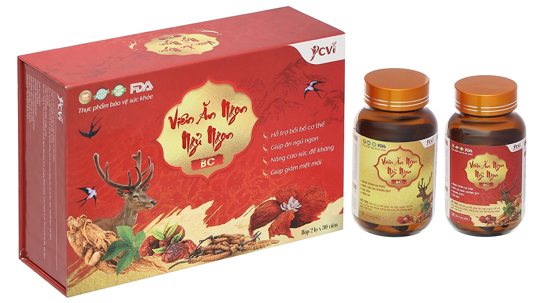 Thực phẩm bảo vệ sức khỏe Viên ăn ngon ngủ ngon BC hộp 2 lọ x 30 viên - 