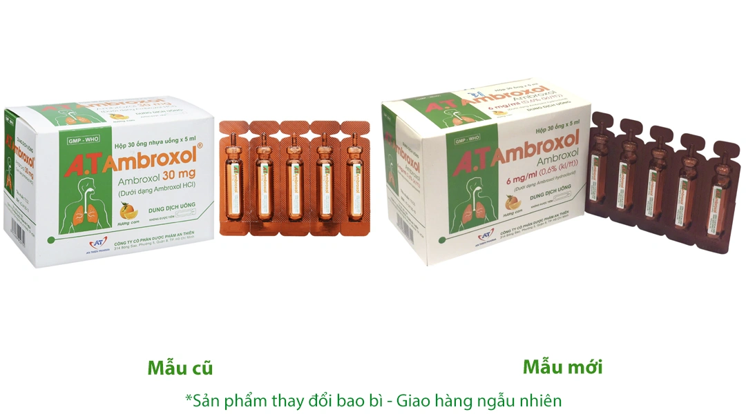 Dung dịch uống A.T Ambroxol tan đàm trong bệnh lý hô hấp (30 ống x 5ml) - 