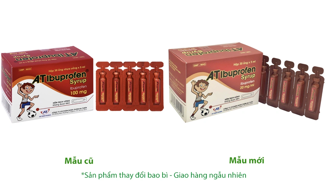 Hỗn dịch uống A.T Ibuprofen Syrup giảm đau, kháng viêm (30 ống x 5ml) - 