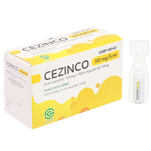 Dung dịch uống Cezinco 110mg/5ml Allomed phòng ngừa và điều trị thiếu vitamin C, thiếu kẽm
