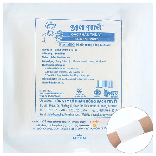 Gạc y tế Bông Bạch Tuyết (8cm x 10cm x 12 lớp)