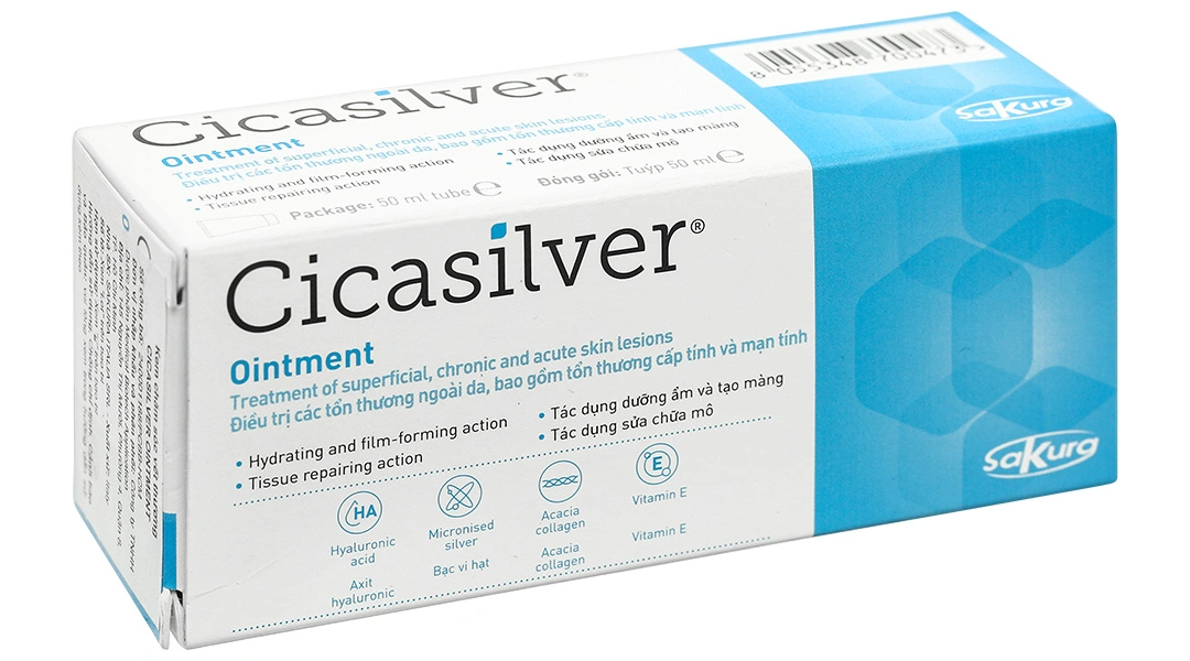 Kem bôi Cicasilver Ointment hỗ trợ chăm sóc vết thương týp 50ml - 