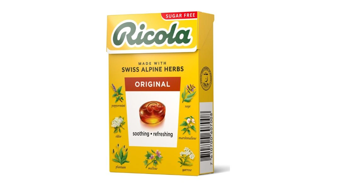 Kẹo Thảo Mộc Ricola Alpine Herbs Cranberry Không Đường hộp 40g - 2