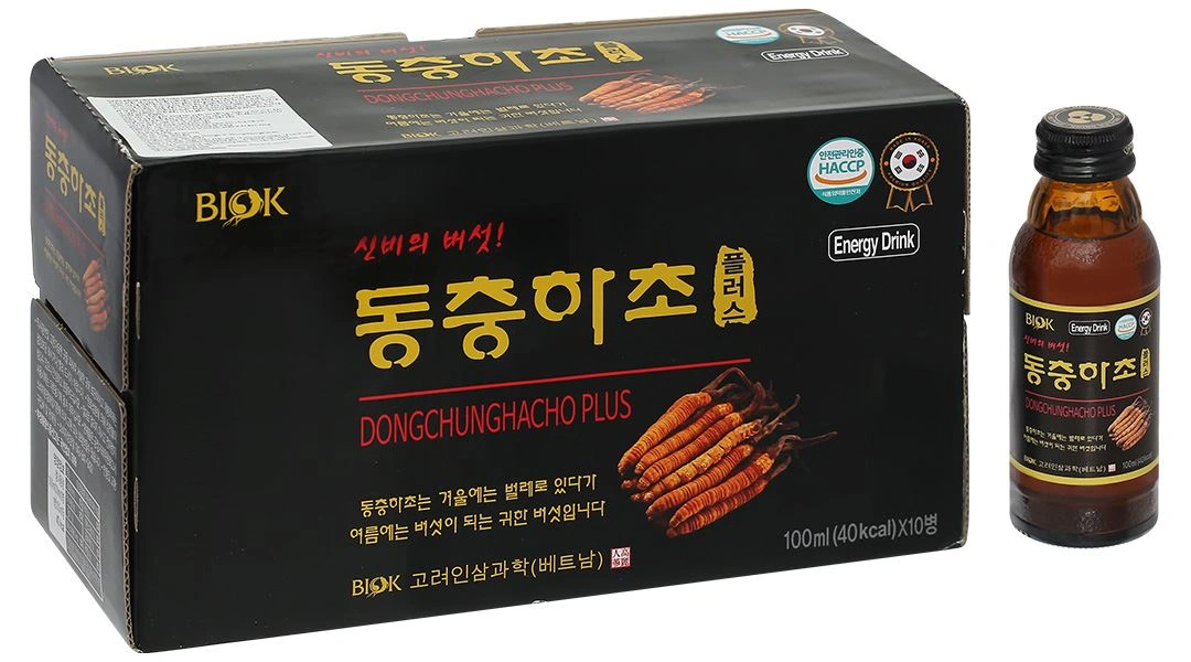 Nước đông trùng hạ thảo BIOK Dongchunghacho Plus hộp 10 chai x 100ml - 