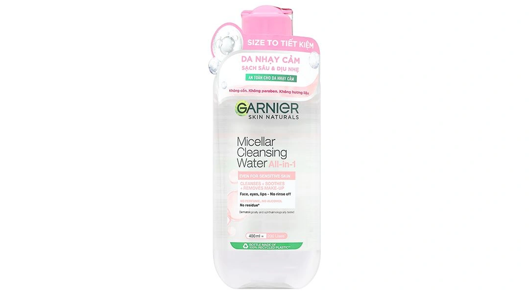Nước tẩy trang Garnier All in 1 giúp làm sạch sâu, dịu nhẹ cho da nhạy cảm chai 400ml - 