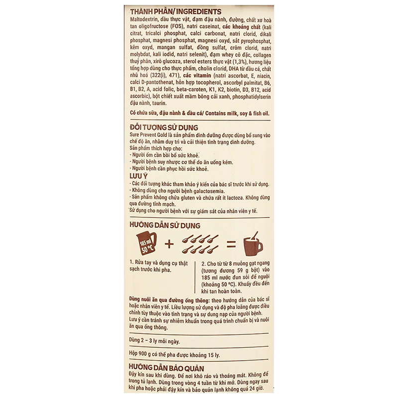 Thực phẩm dinh dưỡng y học: Sản phẩm dinh dưỡng - Sure Prevent Gold - 24
