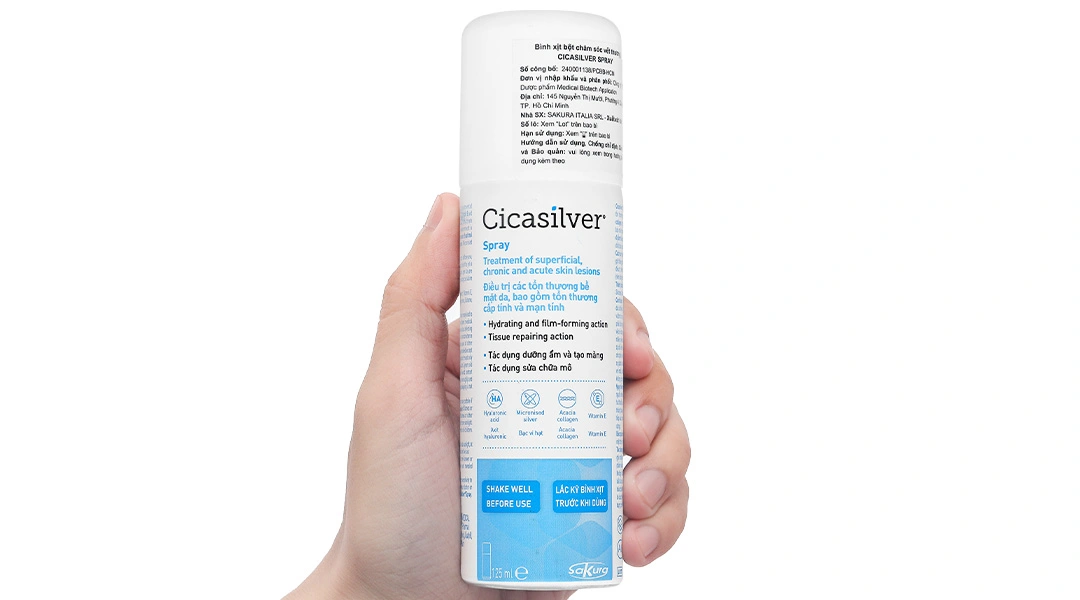 Xịt vết thương Cicasilver Spray hỗ trợ phục hồi và thúc đẩy lành vết thương chai 125ml - 15