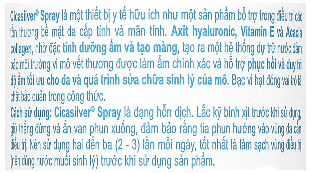 Xịt vết thương Cicasilver Spray hỗ trợ phục hồi và thúc đẩy lành vết thương chai 125ml - 11