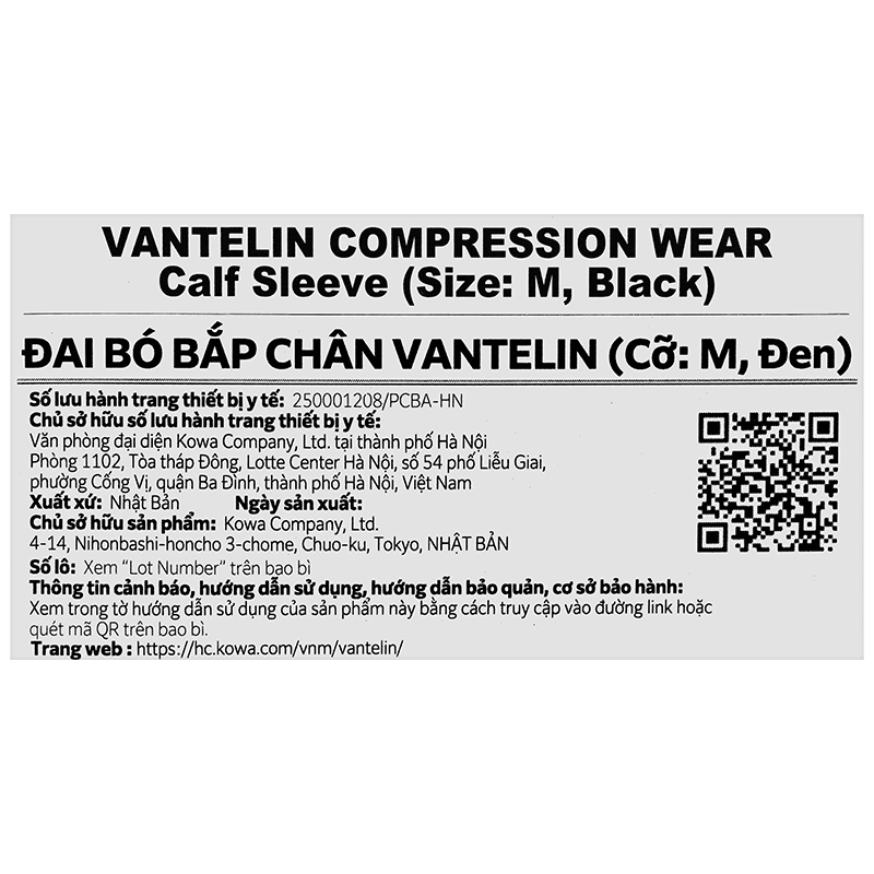Đai bó ống chân Vatelin Compression Wear size M - 5