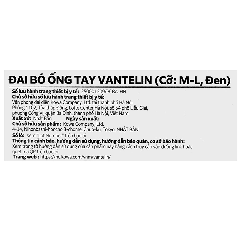 Đai bó ống tay Vantelin Compression Wear màu đen size M-L - 7