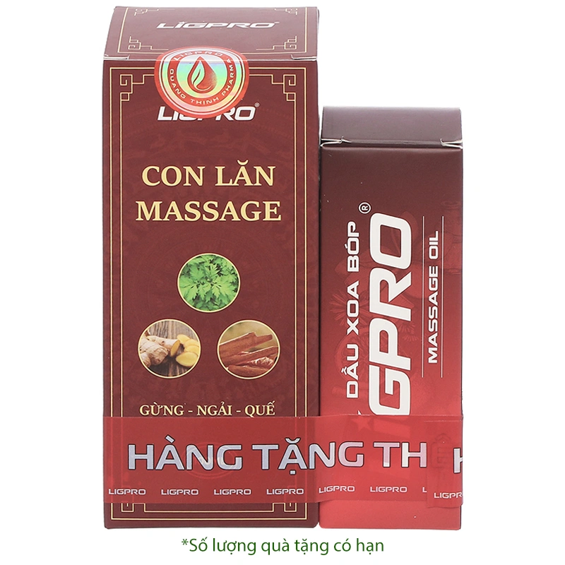 Chai lăn massage Ligpro gừng - ngải - quế giảm đau cơ, xương chai 100 ml - 