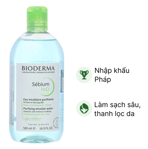 Nước tẩy trang Bioderma Sébium H2O làm sạch sâu cho da dầu, hỗn hợp