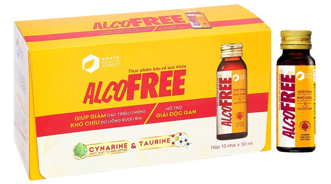Rohto Alcofree hỗ trợ giảm các triệu chứng khó chịu do uống rượu bia hộp 10 chai x 50ml - 