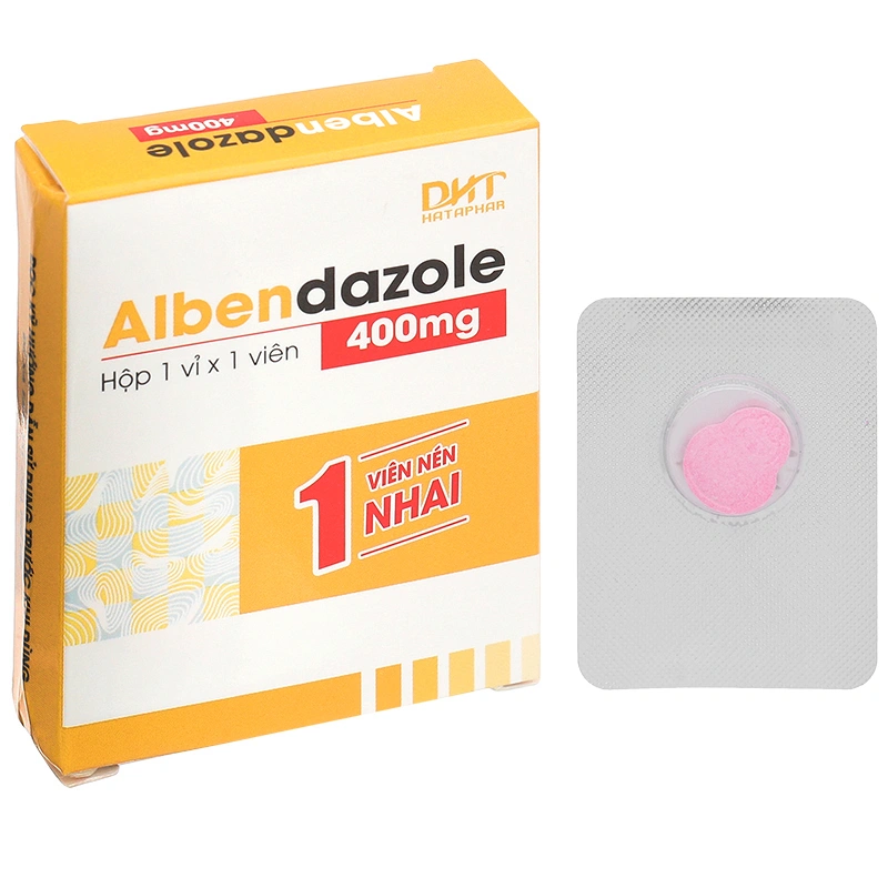Viên nhai Albendazol Hataphar 400mg trị giun sán