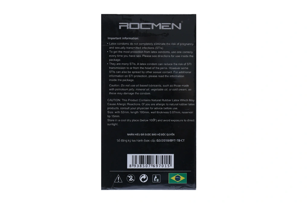 Bao cao su Rocmen Long Shock kéo dài thời gian 52mm hộp 12 cái - 2
