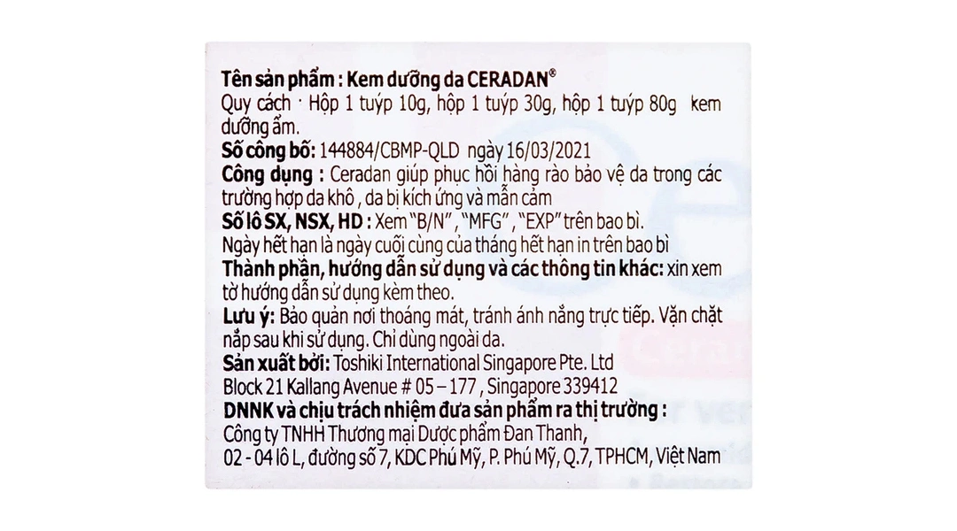 Kem dưỡng ẩm Ceradan Skin Barrier Repairphục hồi, bảo vệ da tuýp 30g - 10