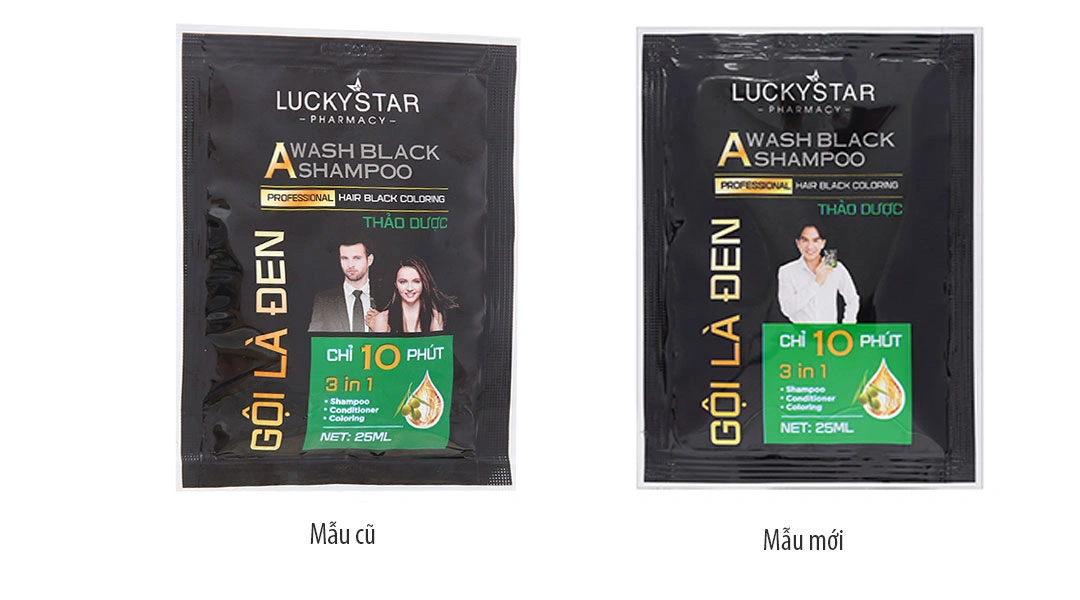 Dầu gội đen Lucky Star phủ bạc làm đen tóc gói 25ml - 