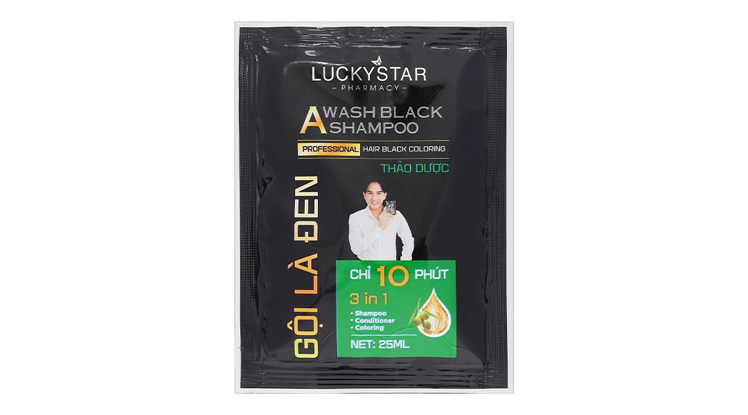 Dầu gội đen Lucky Star phủ bạc làm đen tóc gói 25ml - 4