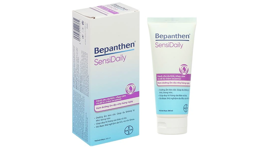 Kem Bepanthen Sensidaily dưỡng ẩm dịu nhẹ, giúp da không bị khô, bong tróc tuýp 200ml - 