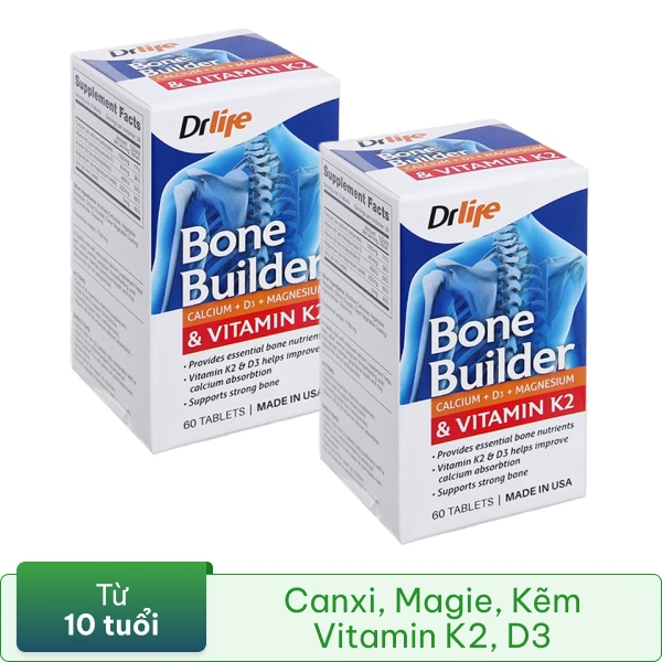Combo 2 hộp Drlife Bone Builder bổ sung canxi, hỗ trợ giúp xương chắc khỏe