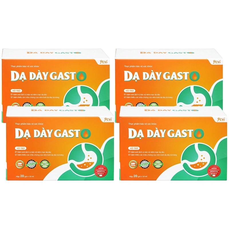 Combo 4 hộp thực phẩm bảo vệ sức khỏe dạ dày Gasto Hộp 20 Gói X 10ml - 