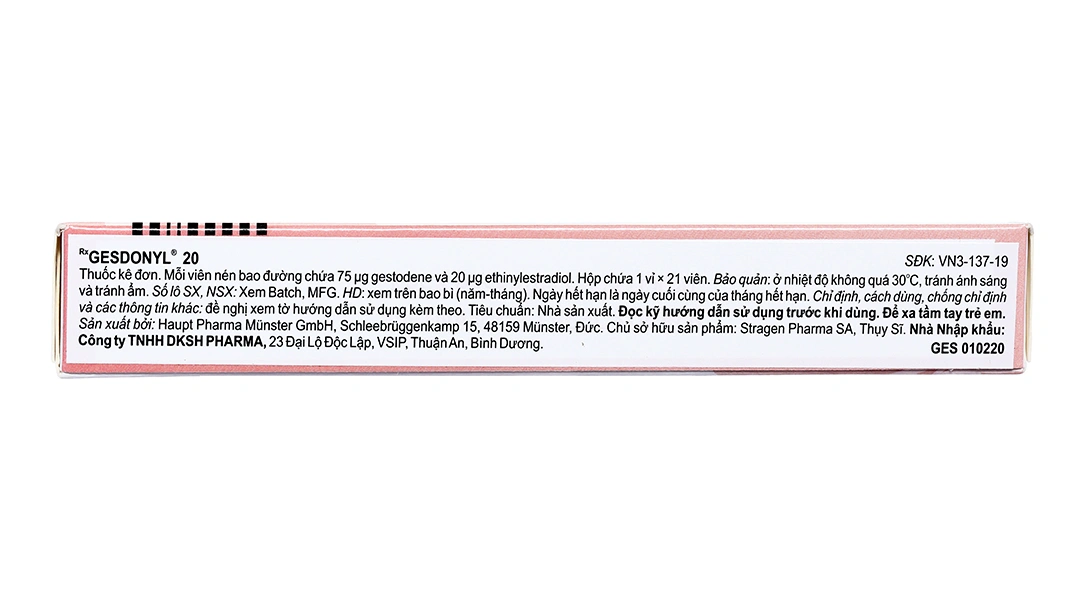Gesdonyl 20 thuốc tránh thai hằng ngày (1 vỉ x 21 viên) - 2