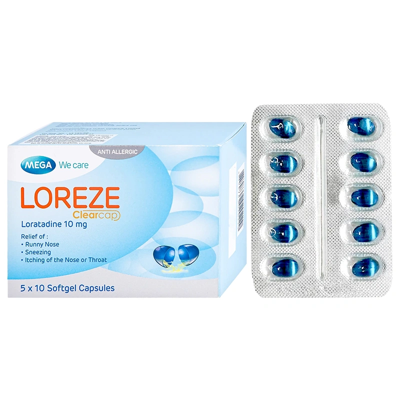 Loreze Clearcap 10mg trị triệu chứng viêm mũi dị ứng, mày đay (5 vỉ x 10 viên) - 