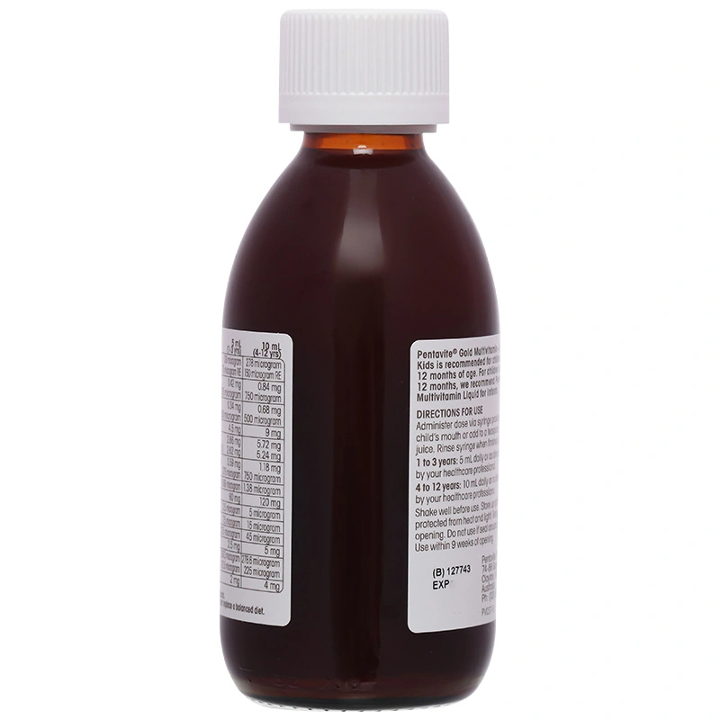 Pentavite Gold Multivitamin + Iron Liquid Kids bổ sung vitamin và khoáng chất chai 200ml - 9