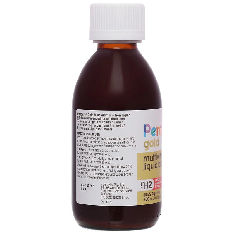 Pentavite Gold Multivitamin + Iron Liquid Kids bổ sung vitamin và khoáng chất chai 200ml - 11