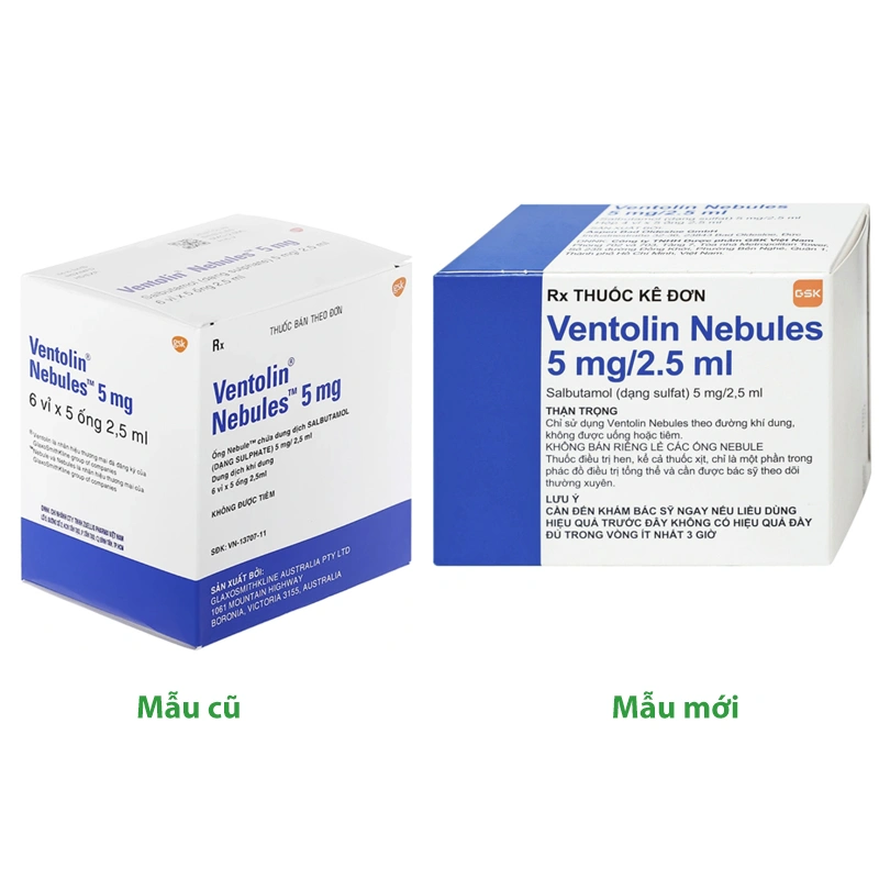 Dung dịch khí dung Ventolin Nebules 5mg trị hen suyễn (20 ống x 2.5ml) - 