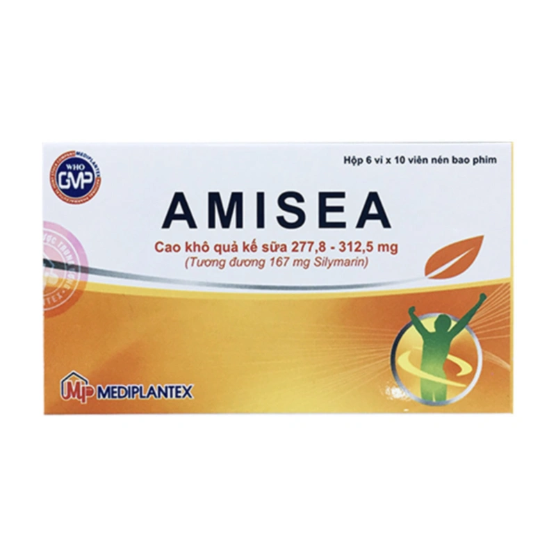 Amisea 167mg hỗ trợ điều trị viêm gan mạn tính, xơ gan (6 vỉ x 10 viên) - 