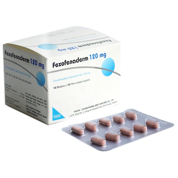 Fexofenaderm 120mg trị viêm mũi dị ứng, nổi mề đay