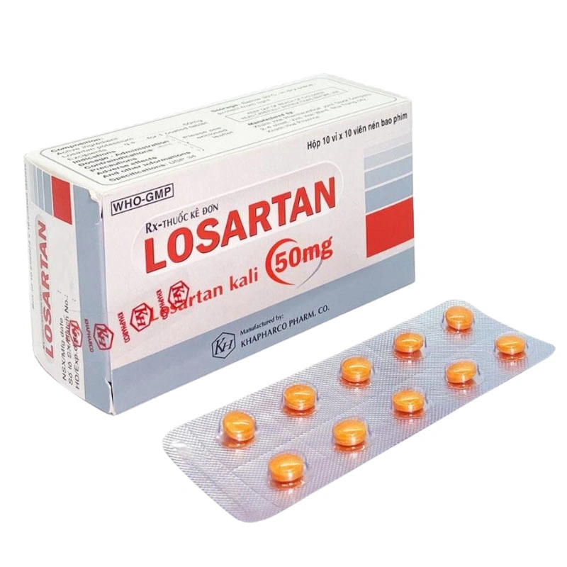 Losartan Khapharco 50mg điều trị tăng huyết áp, suy tim (10 vỉ x 10 viên) - 