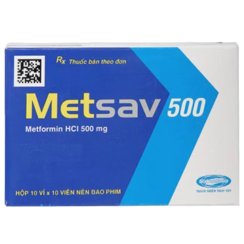 Metsav 500 trị đái tháo đường tuýp 2 (10 vỉ x 10 viên) - 