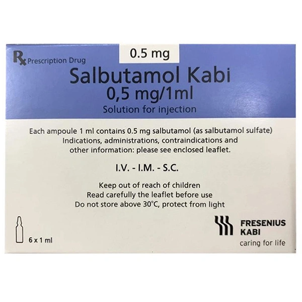Dung dịch tiêm Salbutamol Kabi 0,5mg/1ml dự phòng và điều trị hen