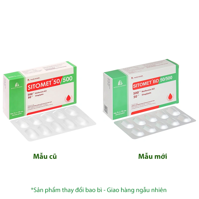 Sitomet BD 50/500 điều trị đái tháo đường tuýp 2 (3 vỉ x 10 viên) - 