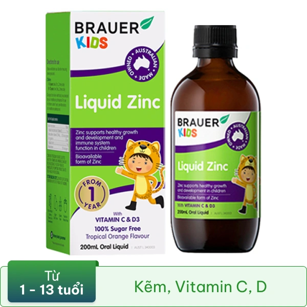 Siro Brauer Kids Liquid Zinc hỗ trợ tăng sức đề kháng cho bé