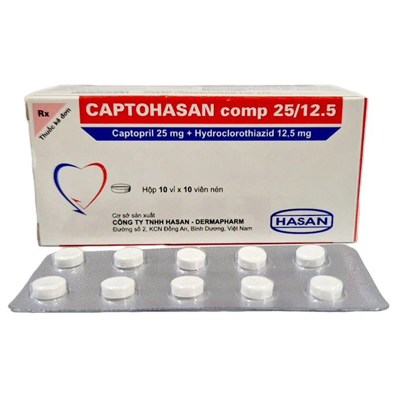 Captohasan Comp 25mg/12.5mg điều trị huyết áp (10 vỉ x 10 viên) - 