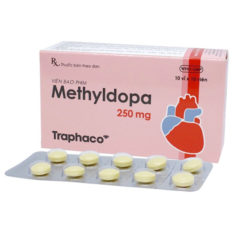 Methyldopa Traphaco 250mg điều trị tăng huyết áp (10 vỉ x 10 viên) - 