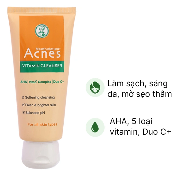 Kem rửa mặt Acnes Vitamin sáng da, mờ sẹo thâm