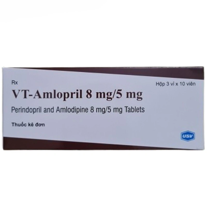 VT-Amlopril 8mg/5mg điều trị thay thế trong tăng huyết áp vô căn (3 vỉ x 10 viên) - 