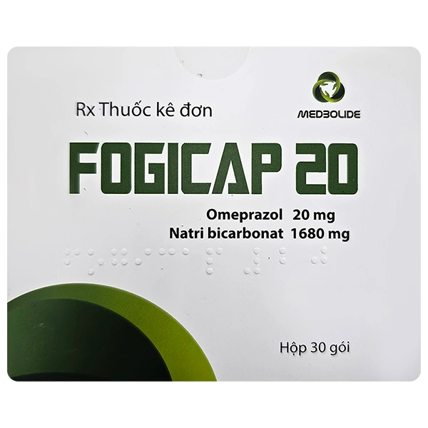 Bột pha hỗn dịch Fogicap 20 điều trị loét dạ dày - tá tràng