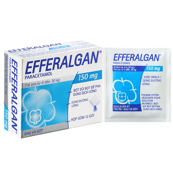 Bột sủi Efferalgan 150mg giảm đau từ nhẹ đến vừa, hạ sốt