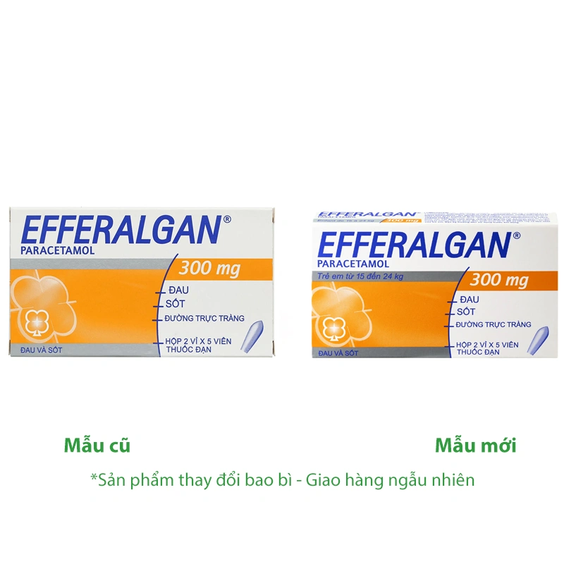 Viên đặt trực tràng Efferalgan 300mg giảm đau, hạ sốt (2 vỉ x 5 viên) - 