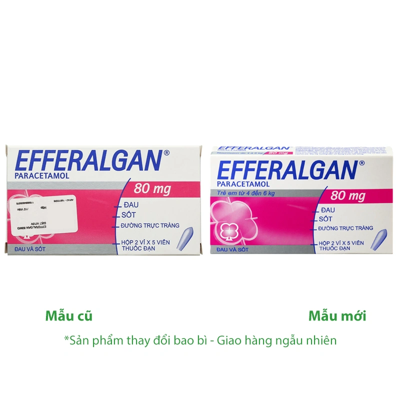 Viên đặt trực tràng Efferalgan 80mg giảm đau, hạ sốt (2 vỉ x 5 viên) - 