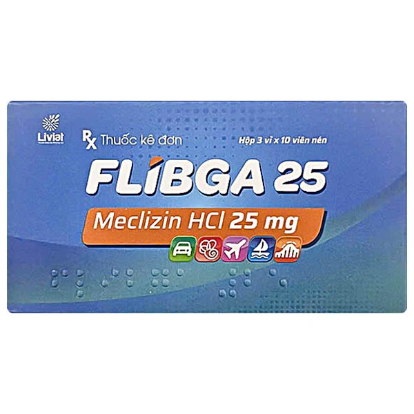 Flibga 25mg trị buồn nôn, nôn và chóng mặt do say tàu xe