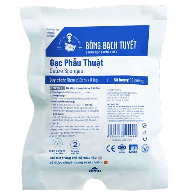Gạc y tế Bông Bạch Tuyết (10cm x 10cm x 8 lớp) gói 10 miếng - 
